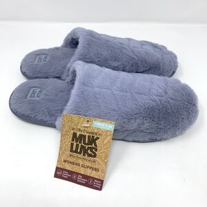 MUK LUKS Moonstone Blue Faux Fur Lined Frenchie Slippers Women's Large 9-10